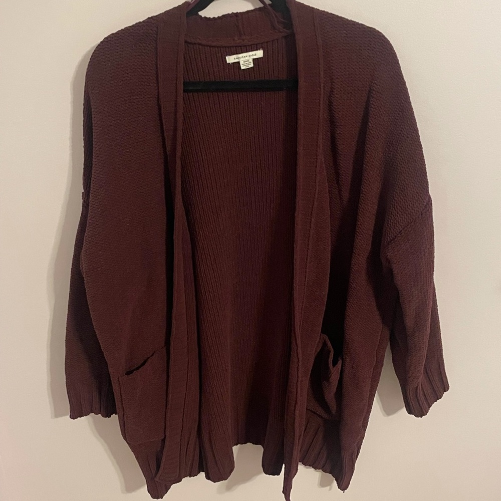 American Eagle Maroon Chenille Cardigan